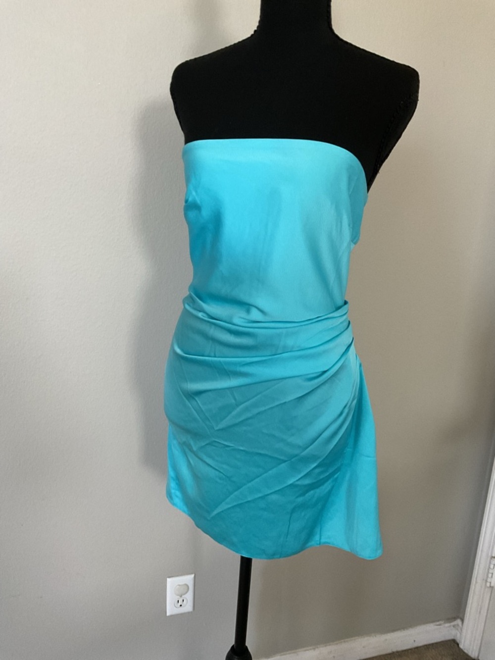 ASOS Design Strapless gathered waist Satin Mini Dress